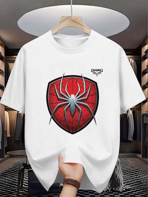 Spider Shield Graphic Drop Shoulder T-Shirt_img_4