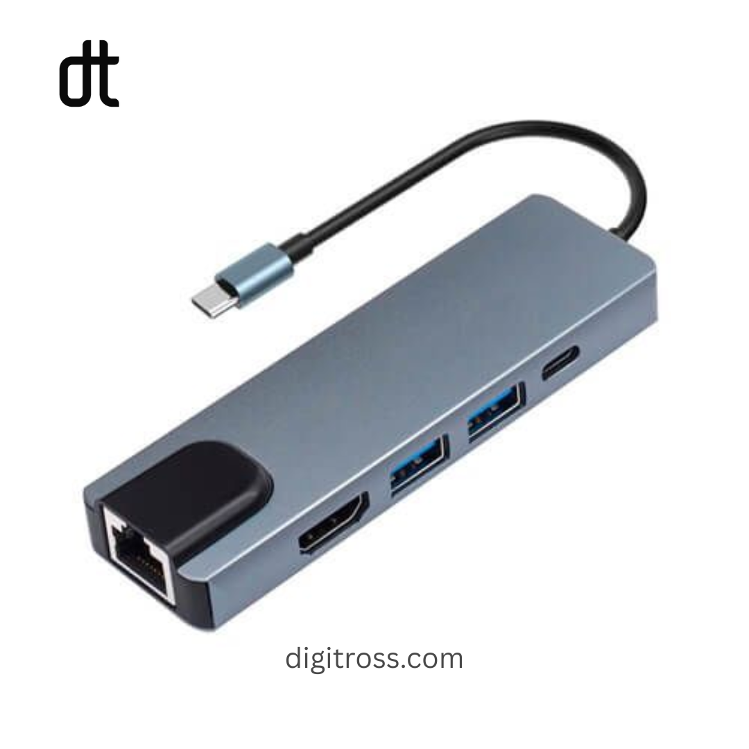 5 in 1 USB-C Hub Adapter with 4K HDMI, 3× USB 3.0 Ports & PD Charging – Multi-Port Expansion for Laptop, MacBook, Tablet & Smartphone