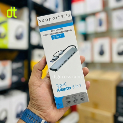 USB A/C 8 in 1 Hub with 4x USB A, 1x USB C, 3.5mm Audio, SD/TF Card Reader for Windows Desktop, Laptop, Macbook & Android_img_0