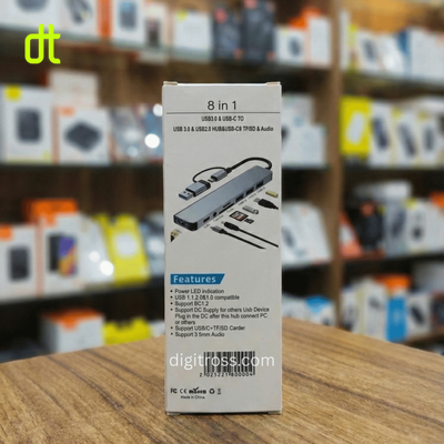 USB A/C 8 in 1 Hub with 4x USB A, 1x USB C, 3.5mm Audio, SD/TF Card Reader for Windows Desktop, Laptop, Macbook & Android_img_1