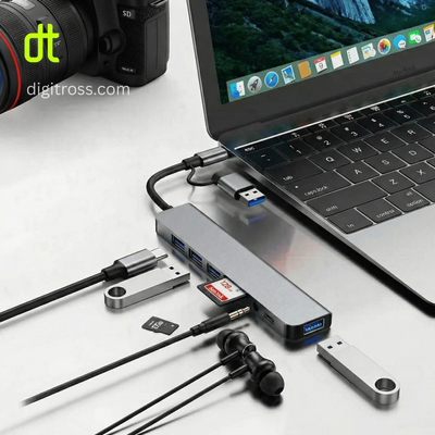 USB A/C 8 in 1 Hub with 4x USB A, 1x USB C, 3.5mm Audio, SD/TF Card Reader for Windows Desktop, Laptop, Macbook & Android_img_2