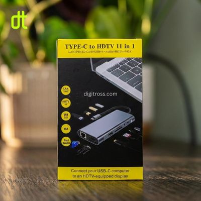 8 in 1 Type C Hub with 1x HDMI, 2x USB A, 2x USB C, RJ45 Ethernet, SD TF Card Reader for Mac Mini, Windows PC, Macbook, Laptop, Android_img_0