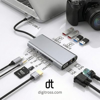 8 in 1 Type C Hub with 1x HDMI, 2x USB A, 2x USB C, RJ45 Ethernet, SD TF Card Reader for Mac Mini, Windows PC, Macbook, Laptop, Android_img_1