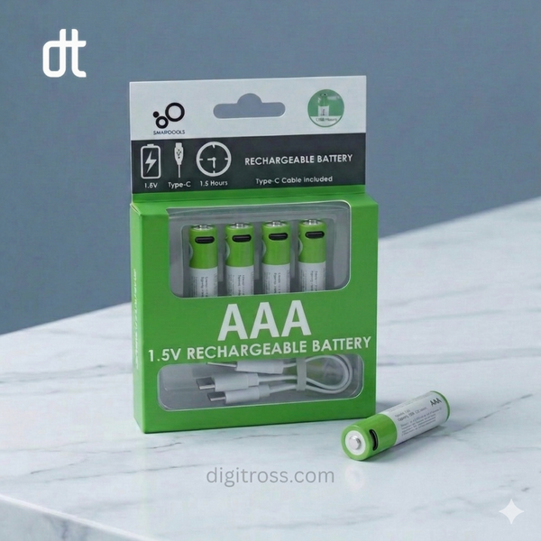 SmarToools RB40 Type-C Rechargeable Battery AA/AAA 4 Pcs Set (1.5V, 2600mWh)