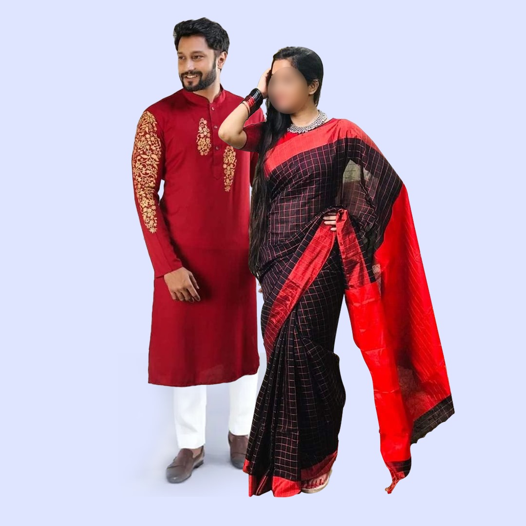 Premium Couple Set/Matching Dress/Traditionally Dress/Sari And Panjabi_img_1