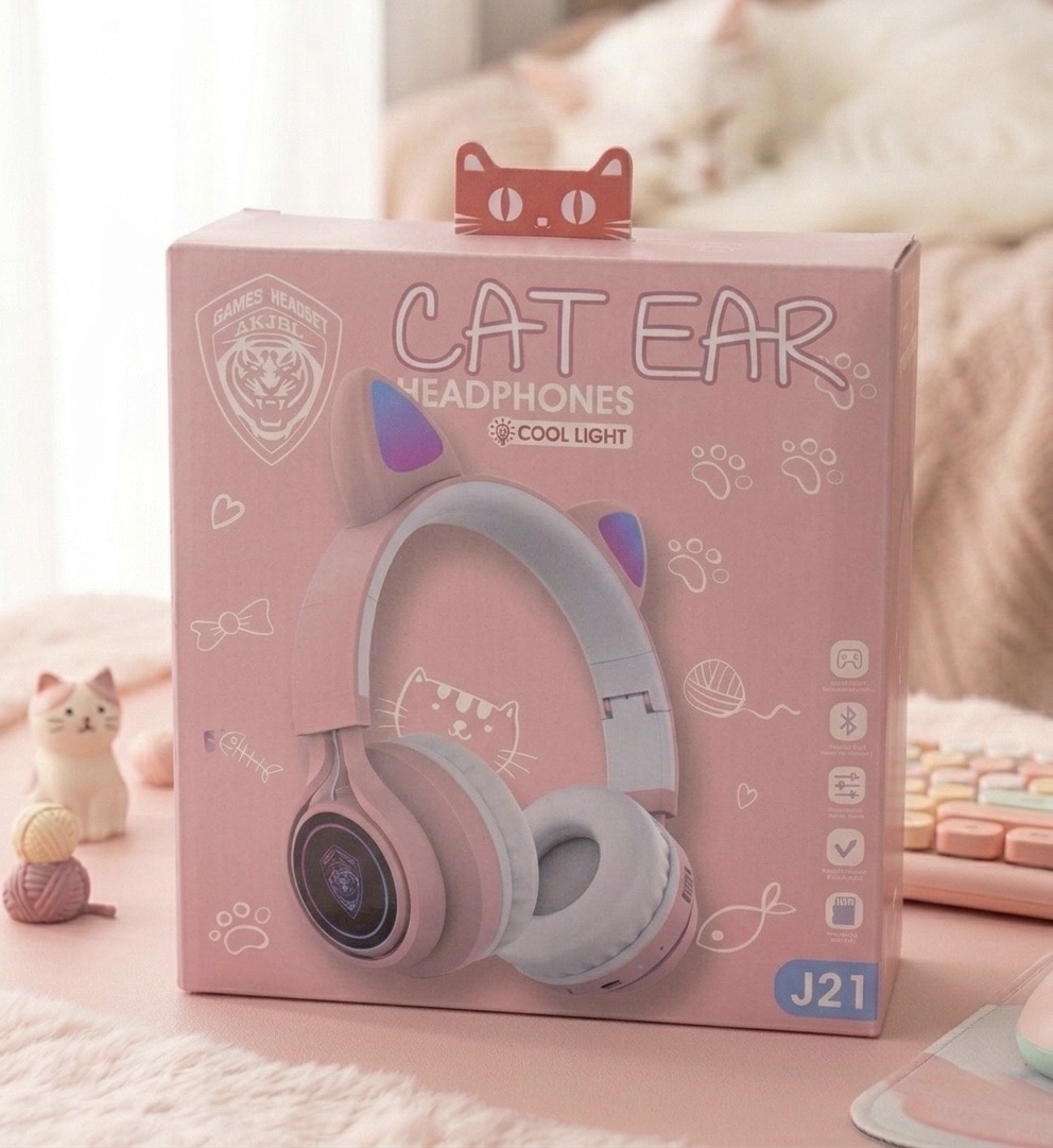 Cat Headphone J21 Wireless Bluetooth Headphones – Foldable, FM Radio, SD Card Support_img_1