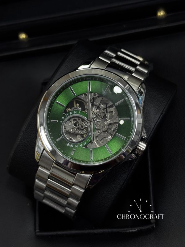 Armani Exchange Green Dial Automatic Skeleton AA