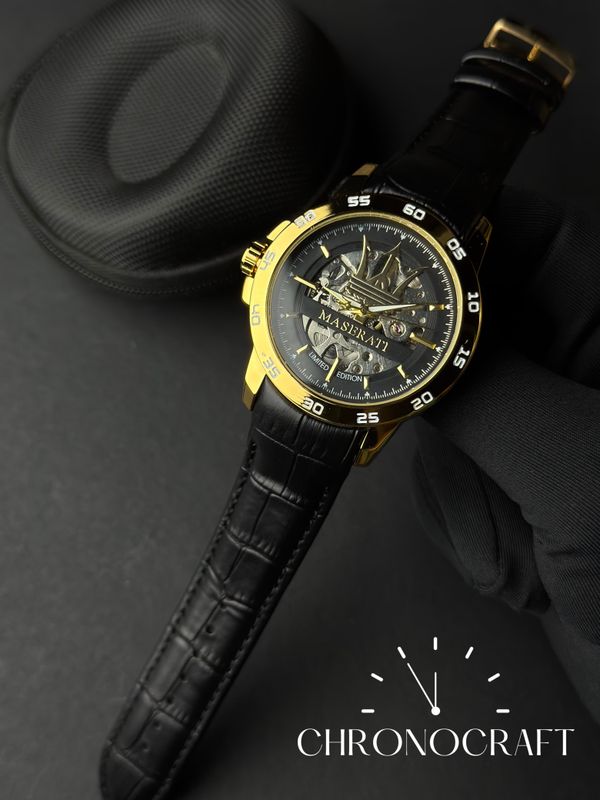 Maserati Potenza Limited Edition Automatic Golden Case- Black AA