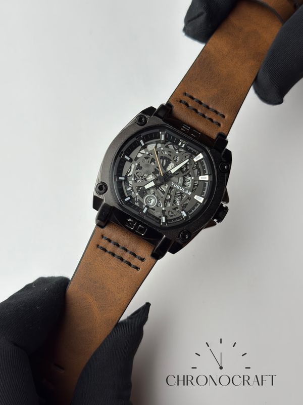 Tubular Square Skeleton Light Brown AA