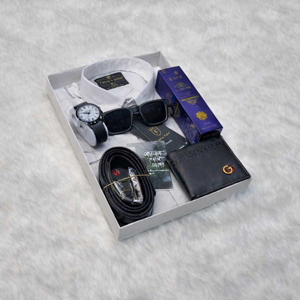 White Shirt Gift Combo Set For Men