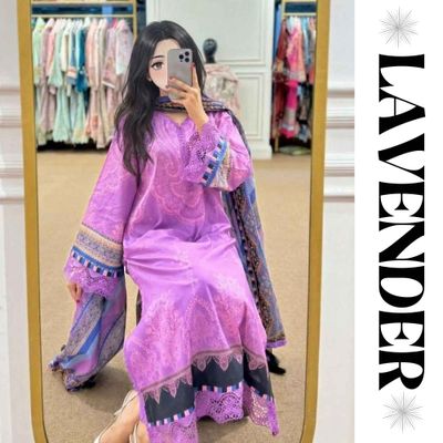 Lavender Purple Digital Printed Lawn 3-Piece_img_1