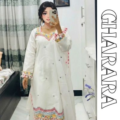 Pakistani Inspired White Gharara Traditional Dress_img_2