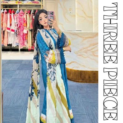 Teal Blue Printed Lawn Three Piece Suit_img_0