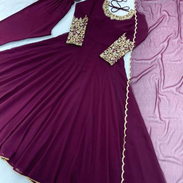 Maroon Embroidered Anarkali Long Gown for Women | Party Wear Bangladesh
