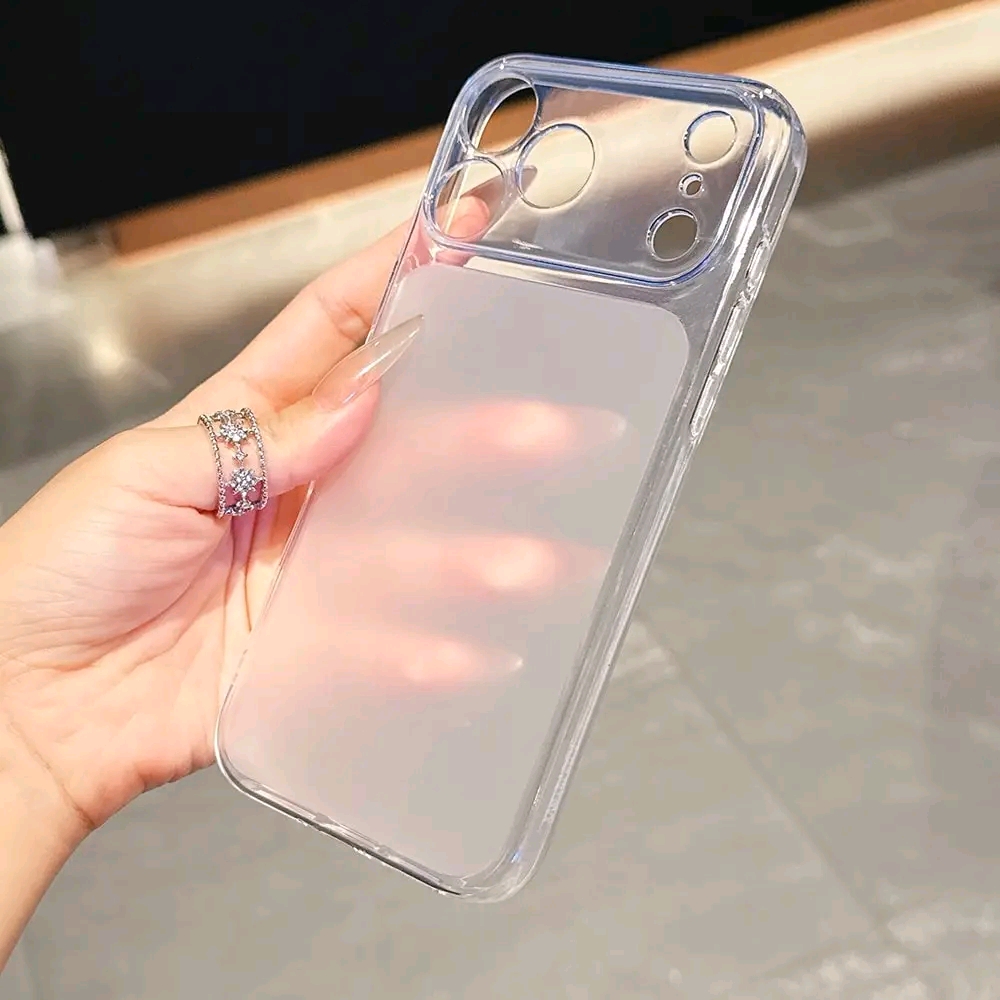 Soft Matte Transparent Camera Cutout Glossy Bumper Case_img_2