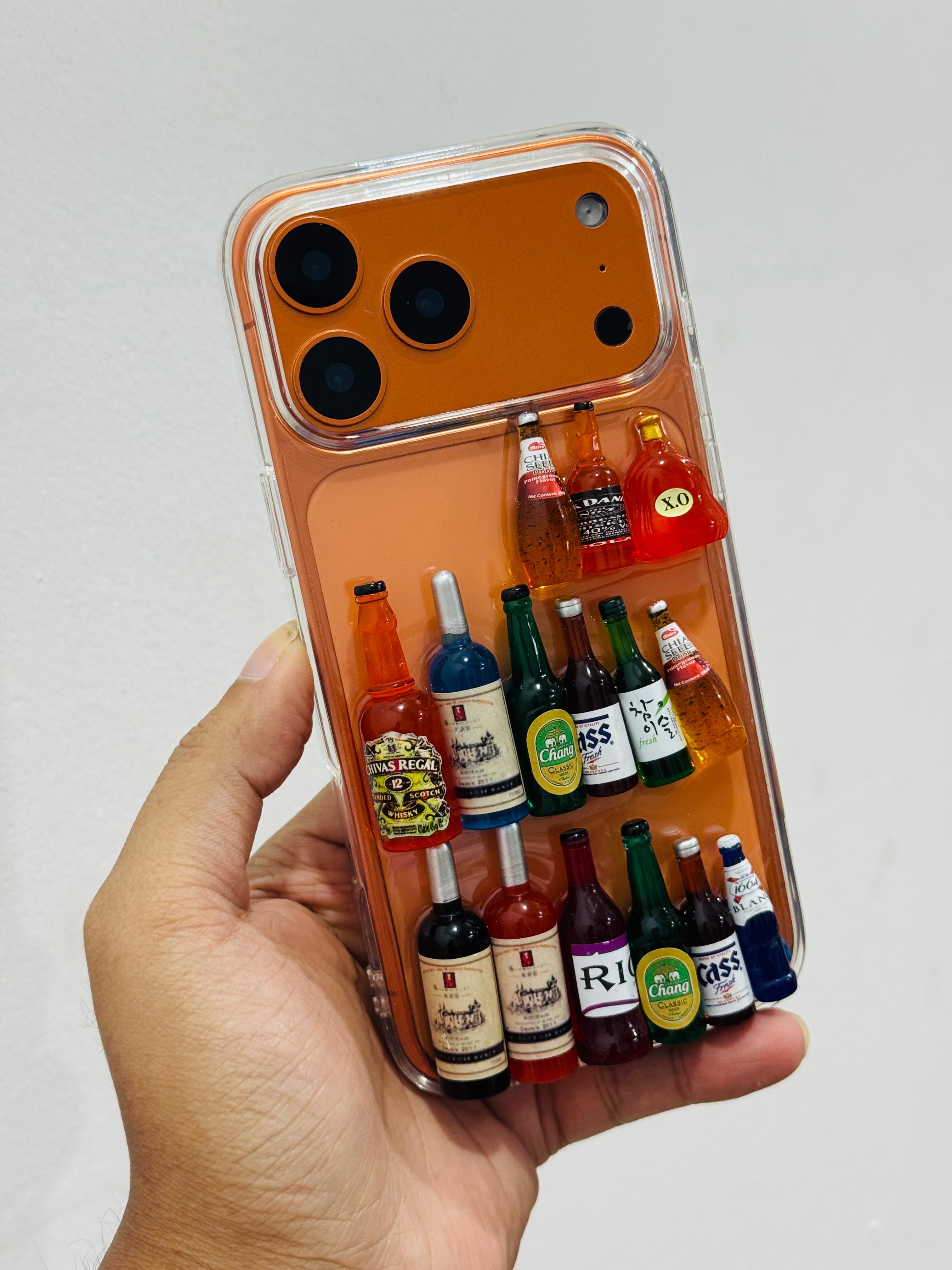 Wine Bottle Trending Party Case Soft TPU for iPhone 12-17 Pro Max Cover, New INS Three-dimensional Wine Bottle Feather Trending Phone Case_img_2