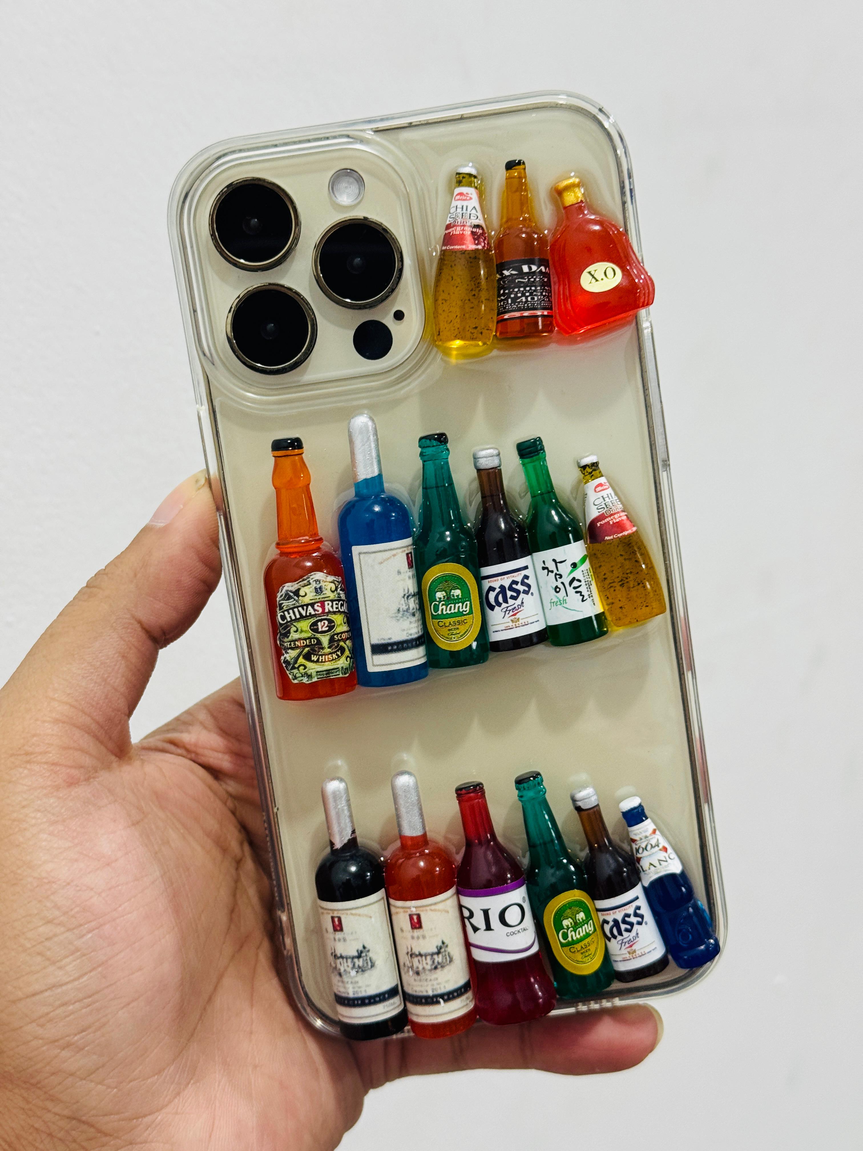 Wine Bottle Trending Party Case Soft TPU for iPhone 12-17 Pro Max Cover, New INS Three-dimensional Wine Bottle Feather Trending Phone Case_img_5