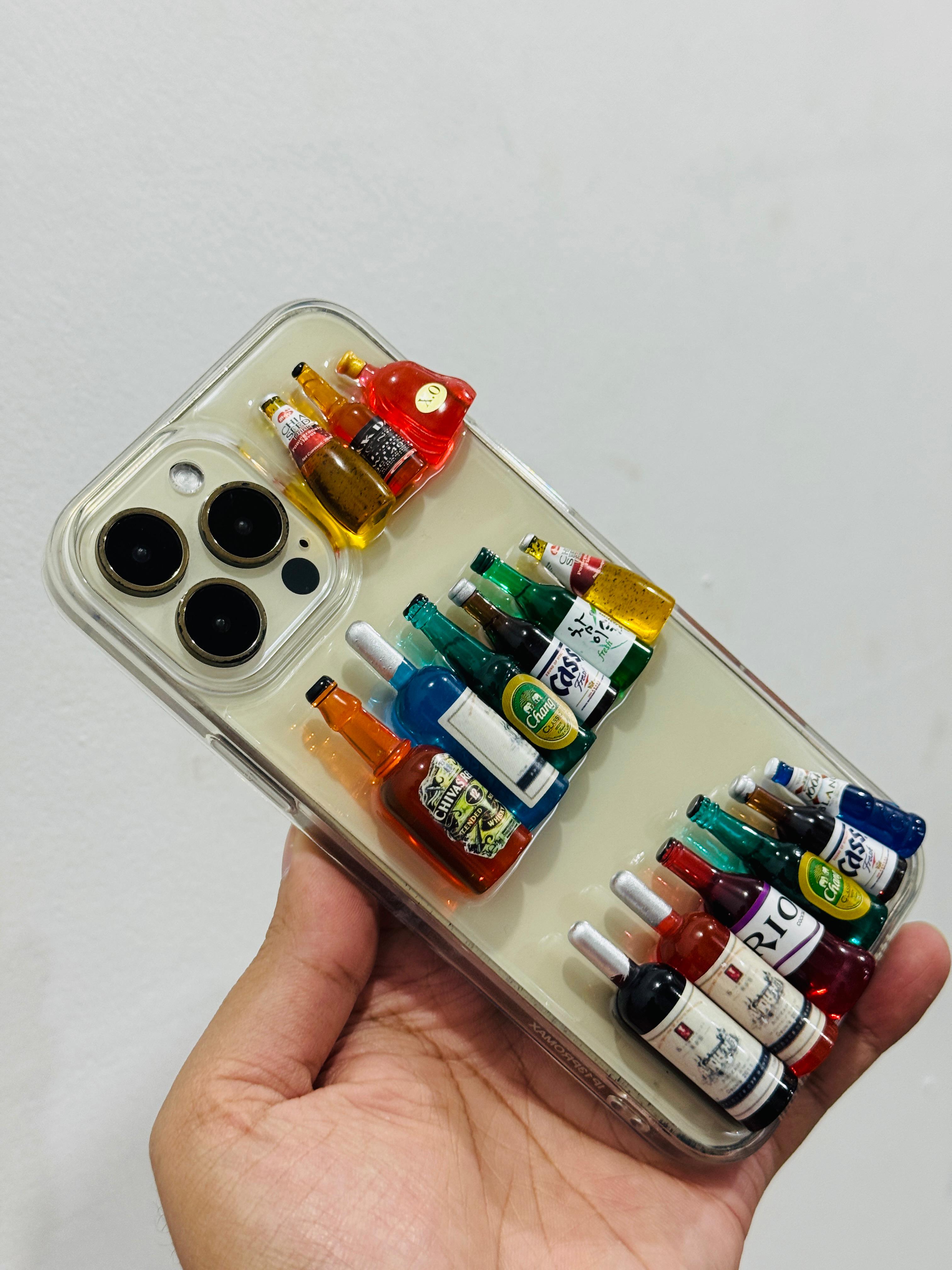 Wine Bottle Trending Party Case Soft TPU for iPhone 12-17 Pro Max Cover, New INS Three-dimensional Wine Bottle Feather Trending Phone Case_img_6