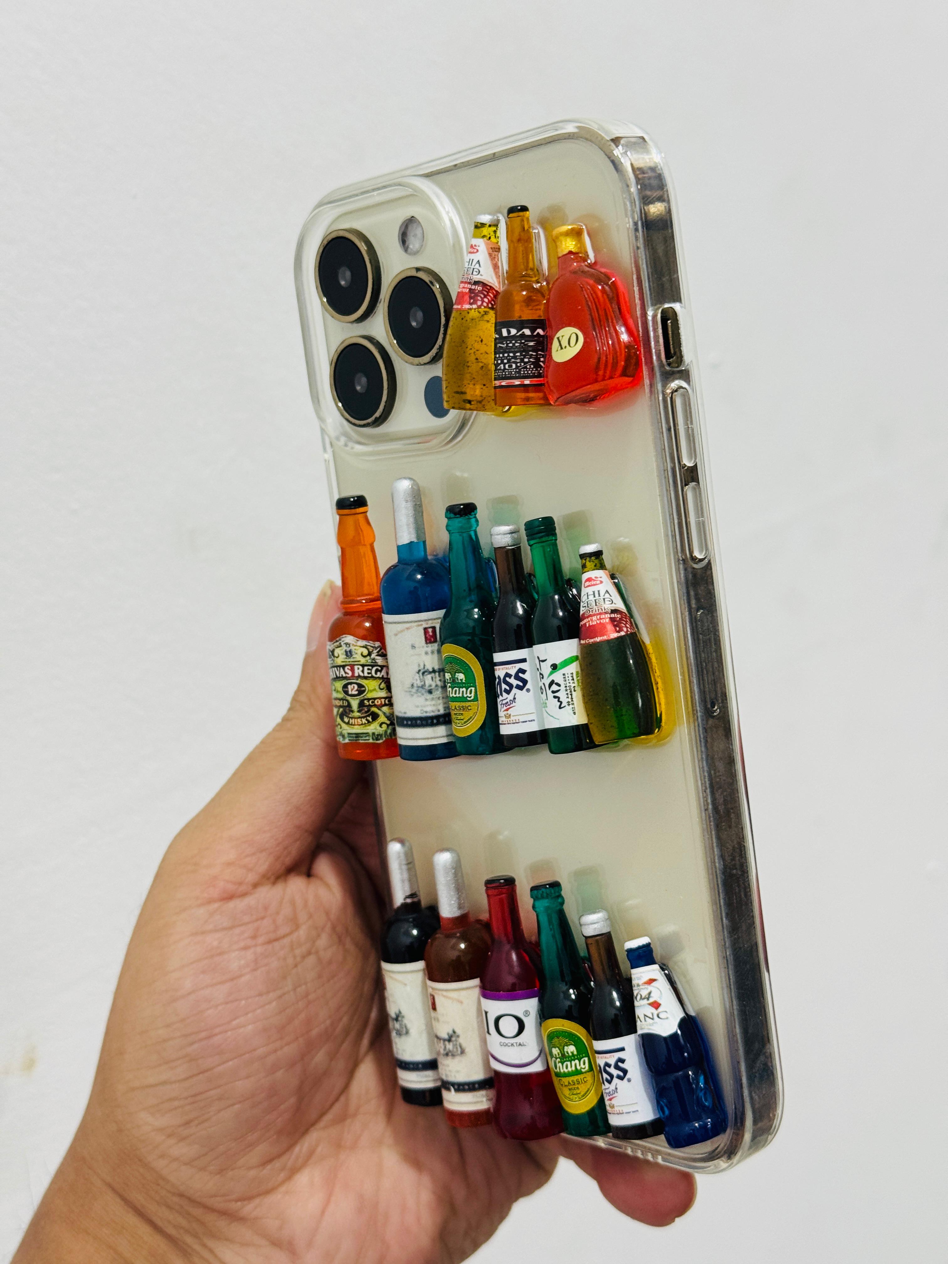 Wine Bottle Trending Party Case Soft TPU for iPhone 12-17 Pro Max Cover, New INS Three-dimensional Wine Bottle Feather Trending Phone Case_img_7