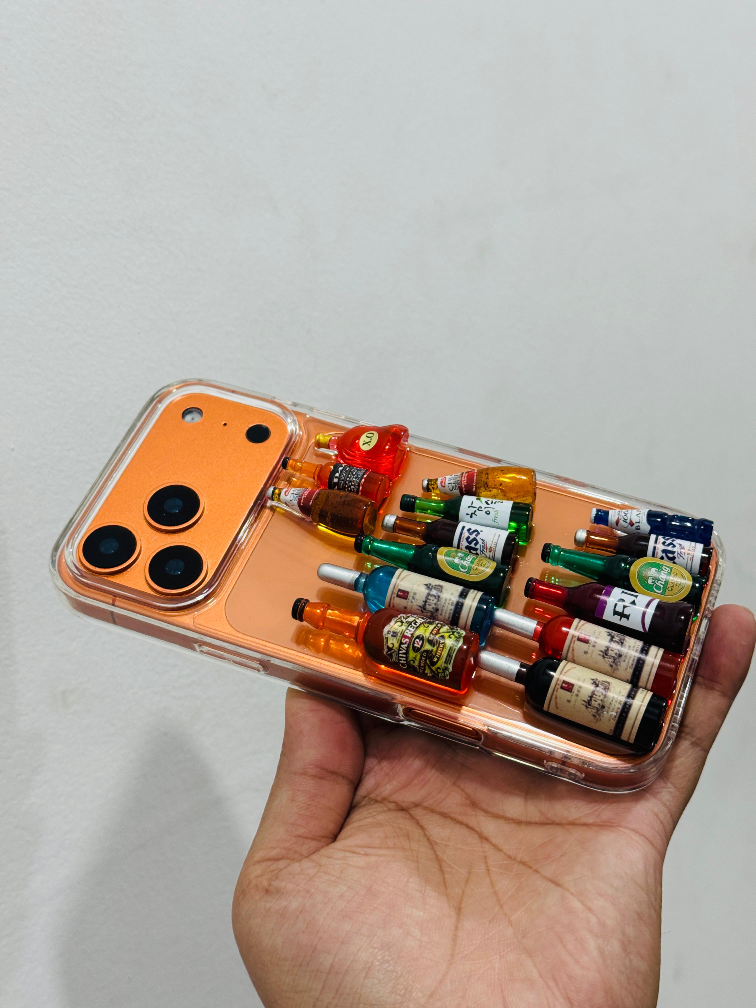 Wine Bottle Trending Party Case Soft TPU for iPhone 12-17 Pro Max Cover, New INS Three-dimensional Wine Bottle Feather Trending Phone Case_img_3