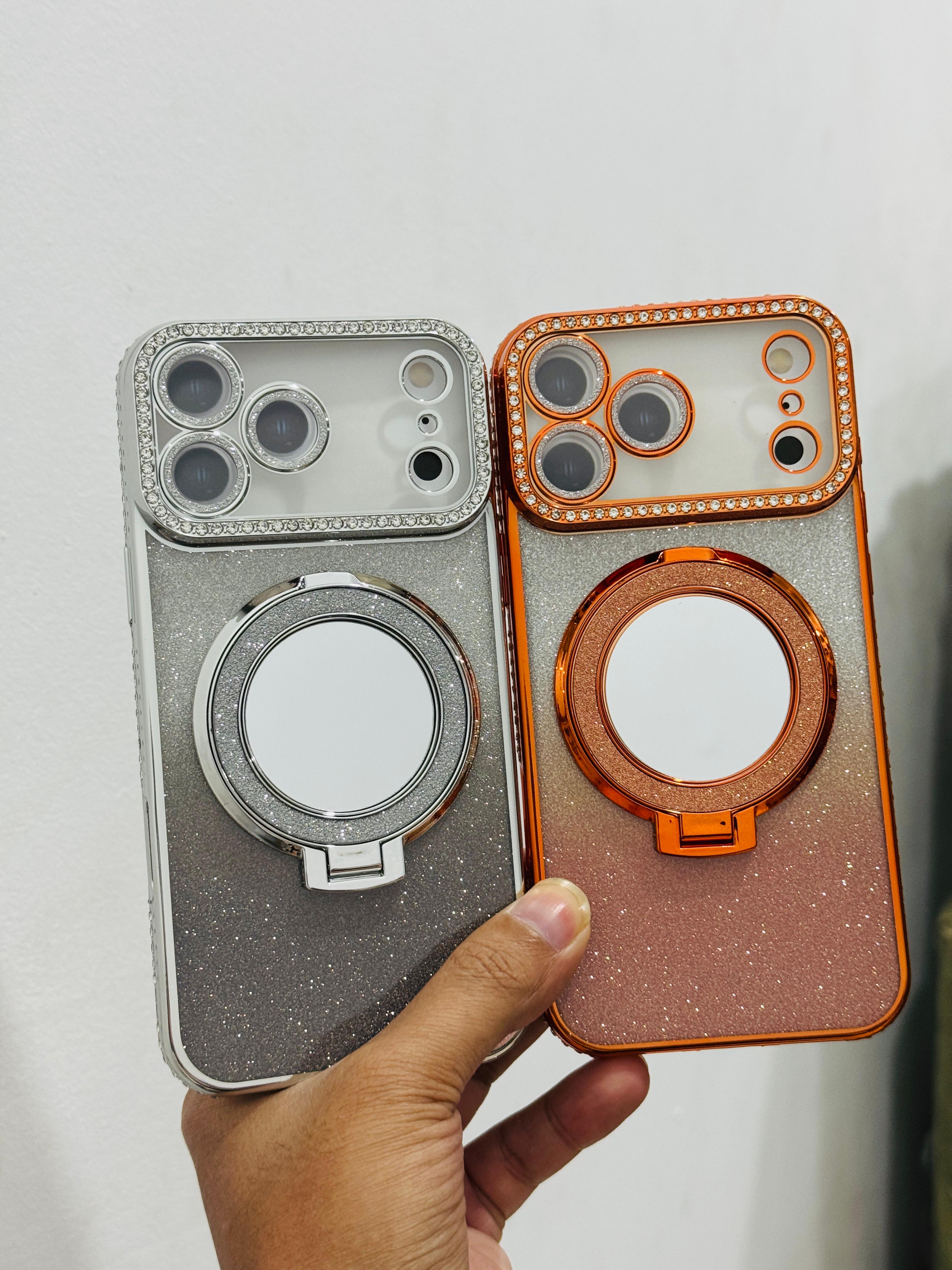 Premium Diamond Stone Stand Soft Case With camera lens protection For iphone 17 Pro /17 Pro Max_img_11