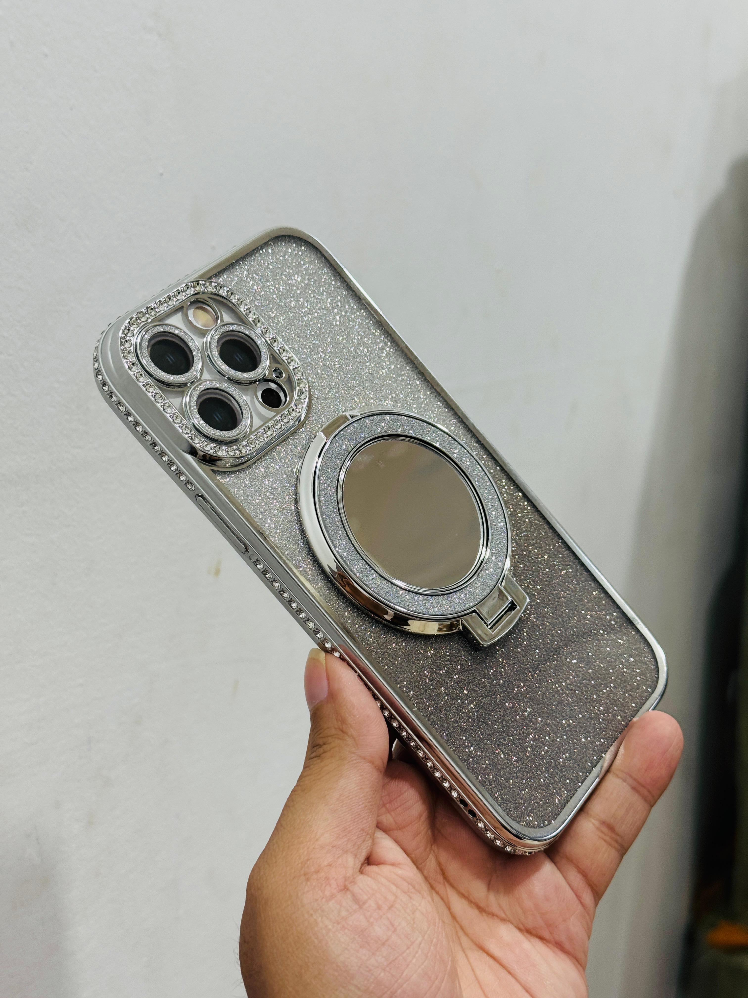 Premium Diamond Stone Stand Soft Case With camera lens protection For iphone 17 Pro /17 Pro Max_img_9