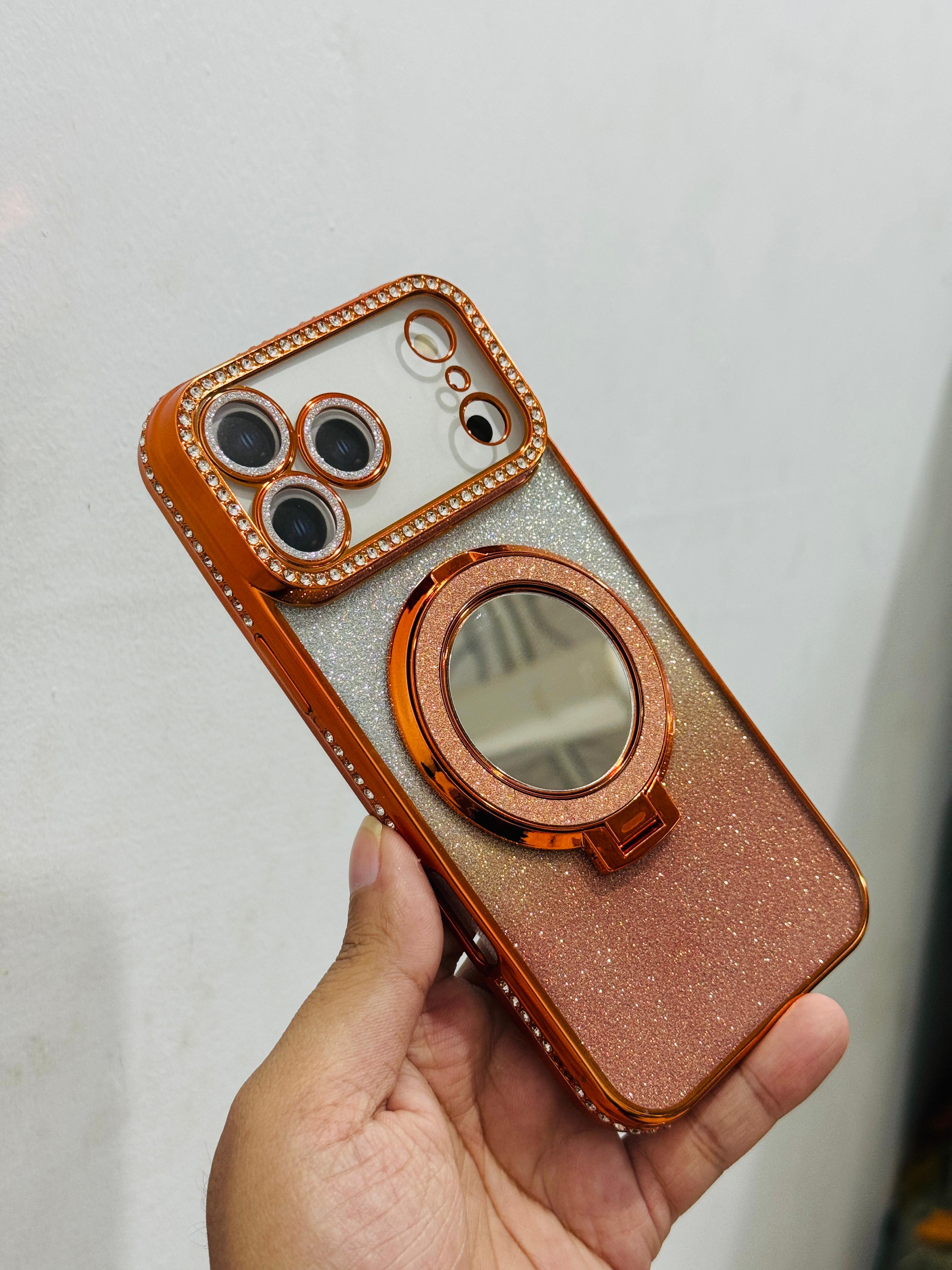 Premium Diamond Stone Stand Soft Case With camera lens protection For iphone 17 Pro /17 Pro Max_img_10