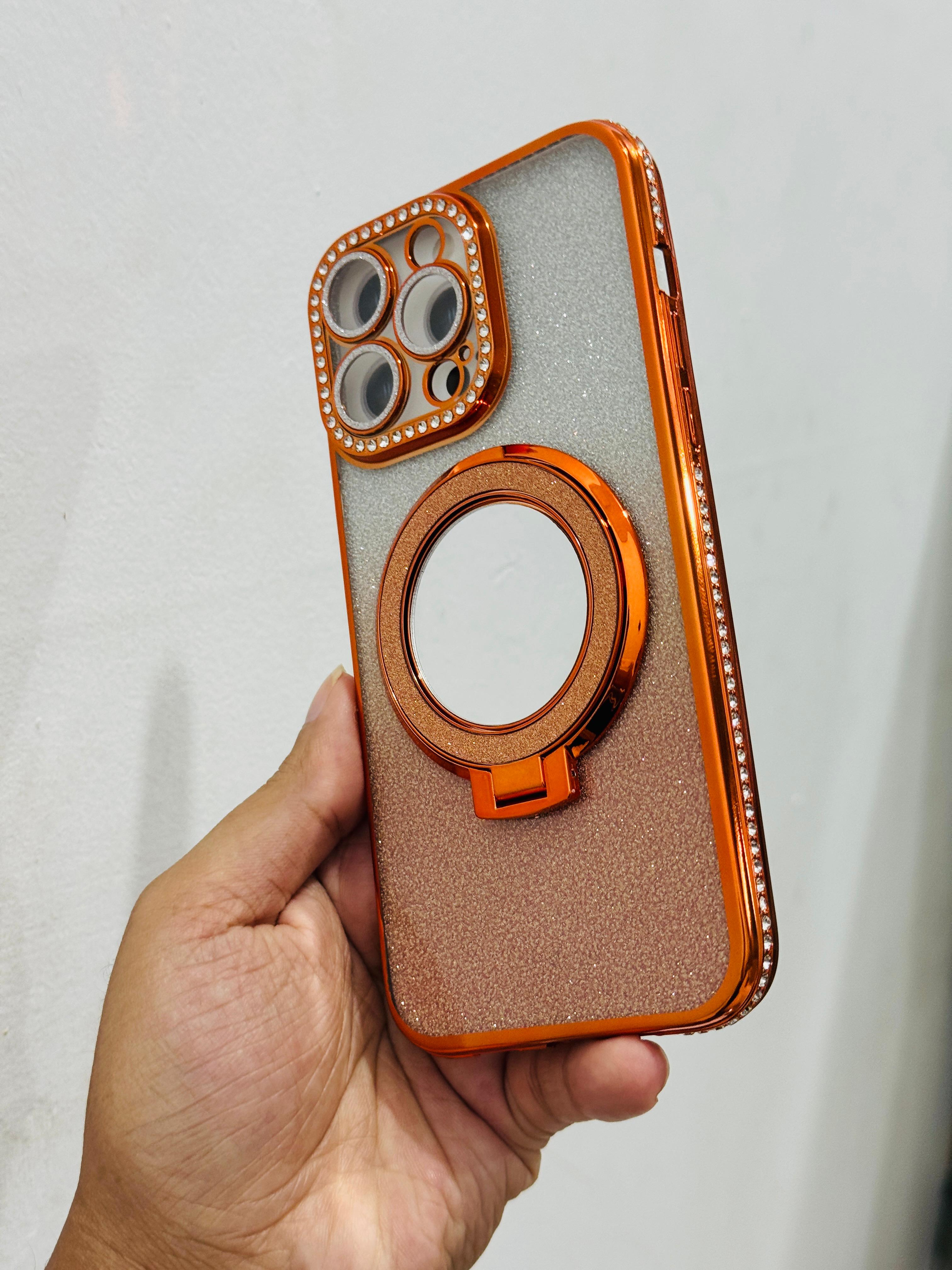 Premium Diamond Stone Stand Soft Case With camera lens protection For iphone 17 Pro /17 Pro Max_img_8