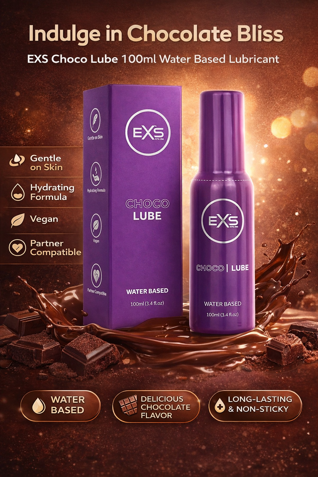 EXS Choco Lube 100ml Water Based Lubricant
