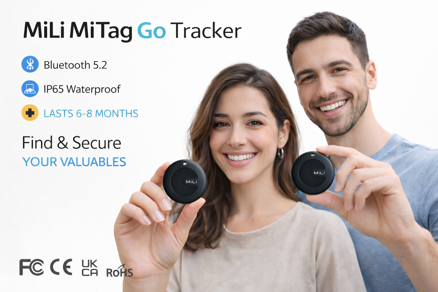 MiLi MiTag Go Smart Finder for Android – Compatible with Android devices, replaceable battery, Google certified