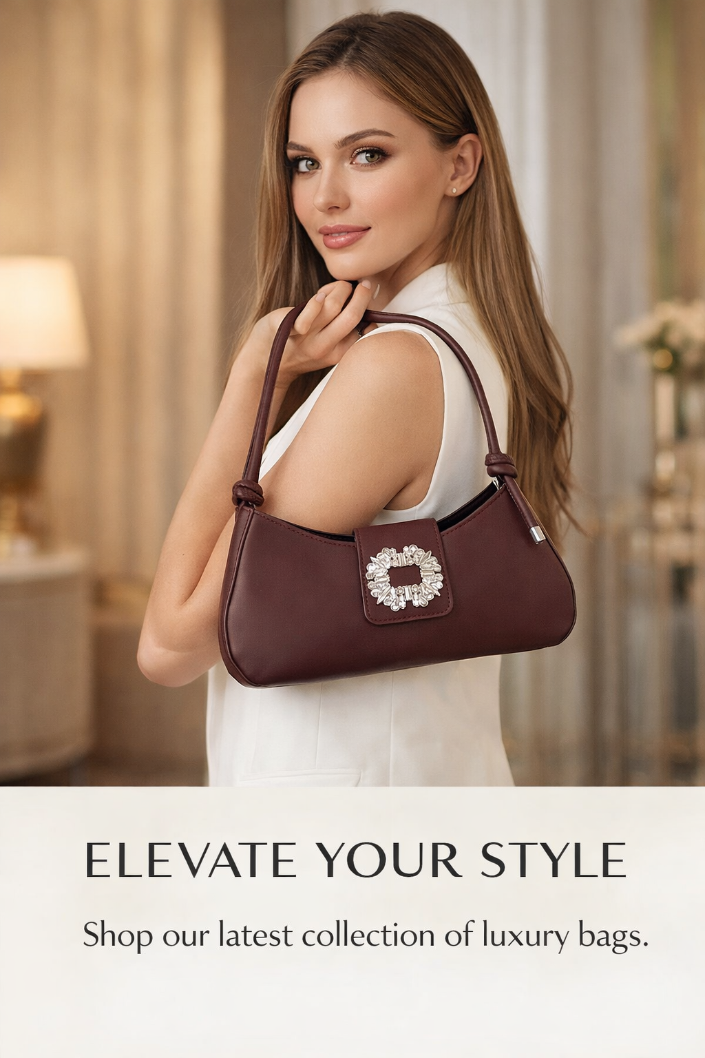 Women's Trendy Square Buckle PU Leather Shoulder Bag - Versatile Underarm Style-RM111