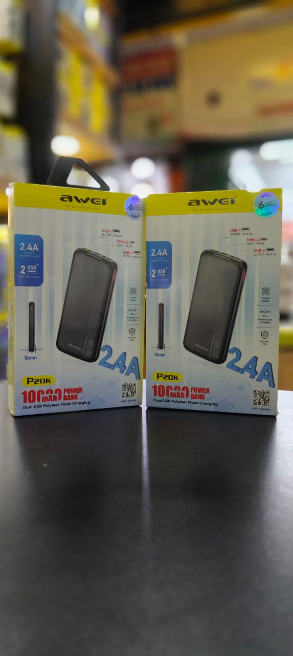 Awei P20K 10000mAh Powerbank 2.4A Slim PowerBank Dual Output_img_1