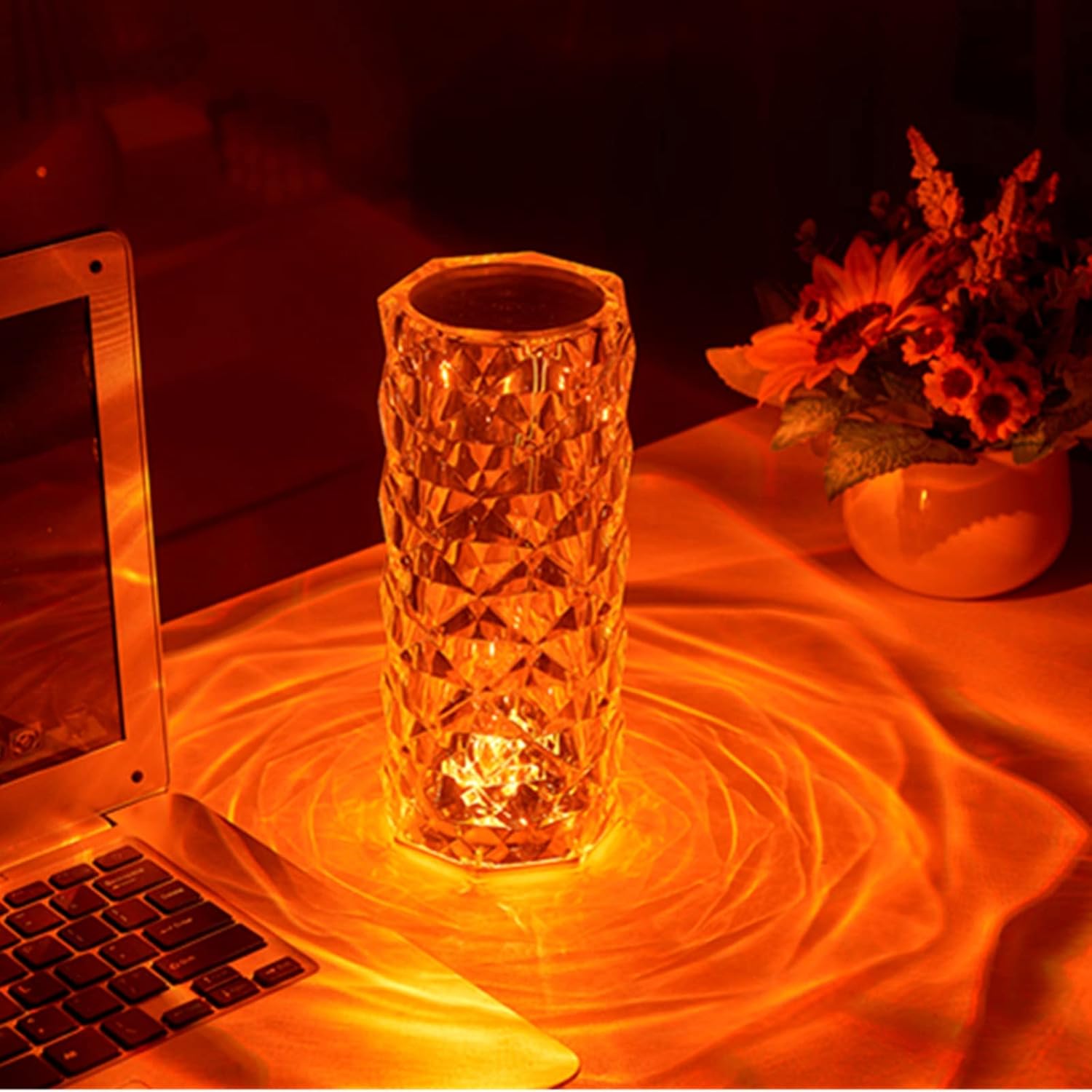 16 Color Crystal Rose Diamond Table Lamp Acrylic Table Lamp for Living Room Bedroom with Remote_img_0