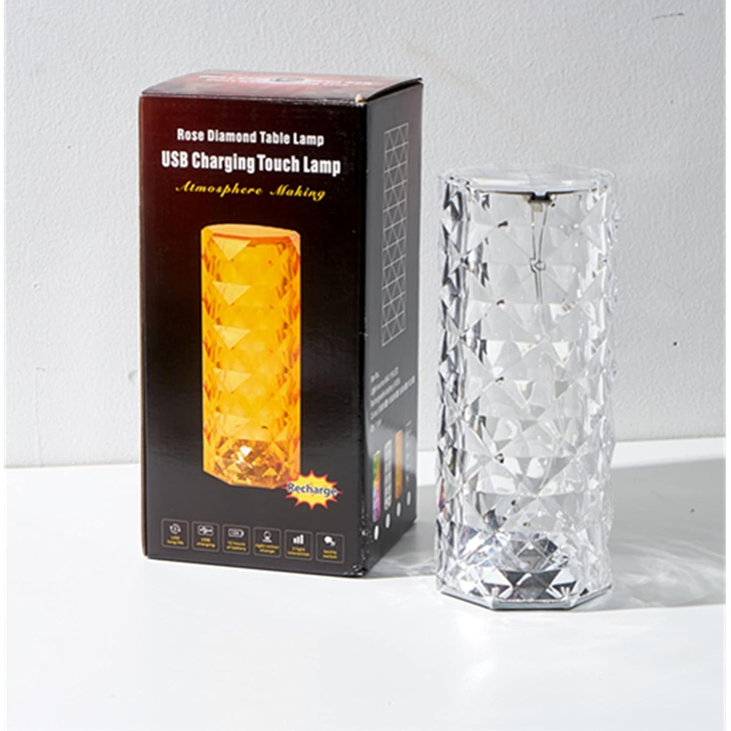 16 Color Crystal Rose Diamond Table Lamp Acrylic Table Lamp for Living Room Bedroom with Remote_img_3