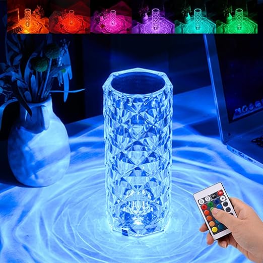 16 Color Crystal Rose Diamond Table Lamp Acrylic Table Lamp for Living Room Bedroom with Remote_img_2