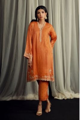2 Piece Ready to wear Embroidered Shirt & Trouser | Lakhany- Mustard