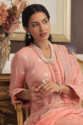 3 Piece Stitched Embroidered Elegant Lawn Collection | Regalia-Pink (Imported from Pakistan)