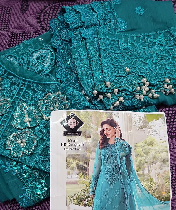 Maria B Embroidered Chiffon Suit Unstitched 3 Piece - Formal Collection - Image 2