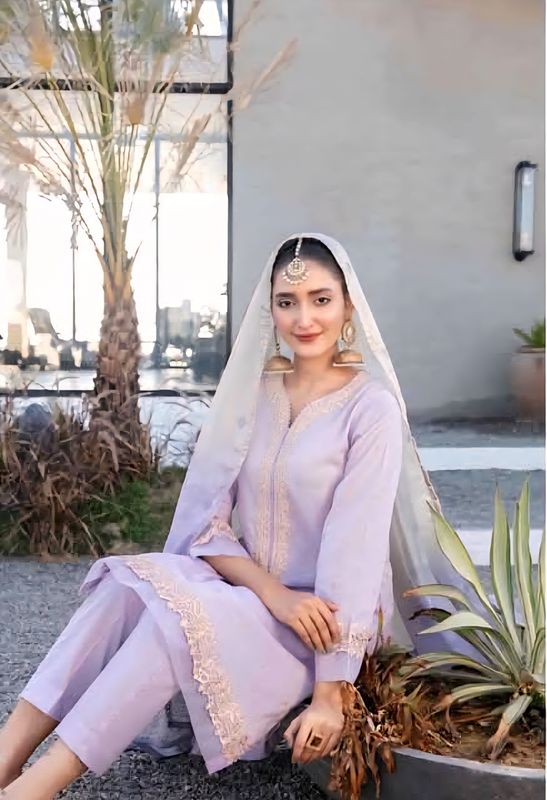 3 piece Luxurious-Embroidered Collection by Tawakkal - Lavender - Image 1