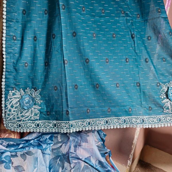 3 piece Luxurious-Embroidered Collection by Tawakkal - Sea Green - Image 3