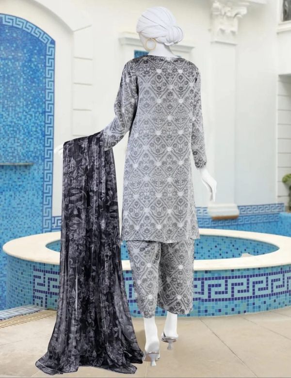 GREY VISCOSE 3PC UNSTITCHED J. Premium collection - Image 3