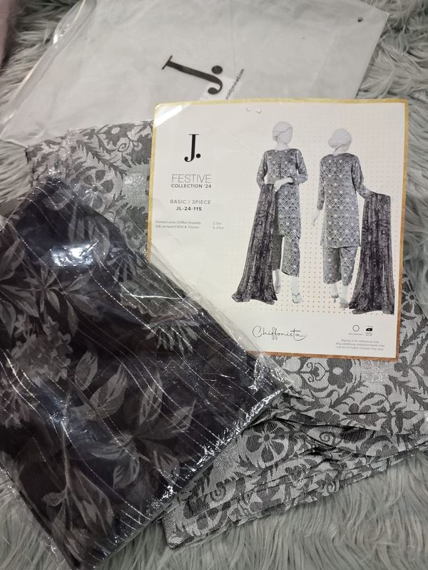 GREY VISCOSE 3PC UNSTITCHED J. Premium collection - Image 2