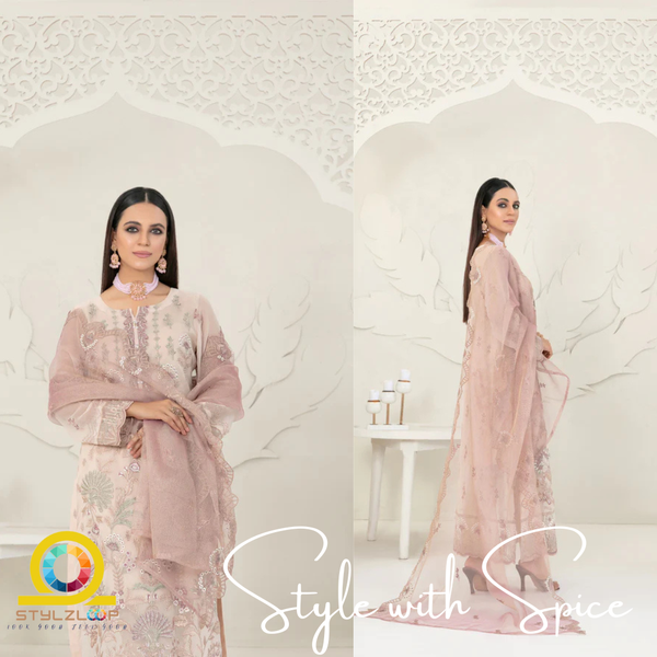 Cala Embroidered Chiffon By Tawakkal | Semi-stitched | Pitch - Image 3