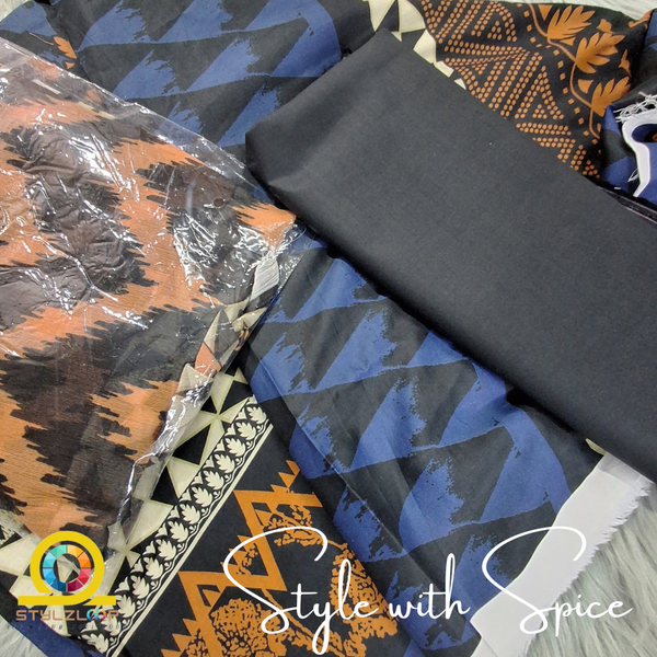 BLUE LAWN UNSTITCHED 3PC | J. LAWN - Image 2