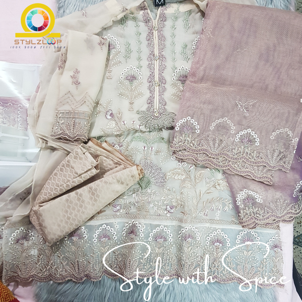 Cala Embroidered Chiffon By Tawakkal | Semi-stitched | Pitch - Image 4