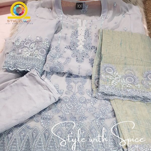 CALA BY TAWAKKAL Semi-stitched- Blue - Image 2