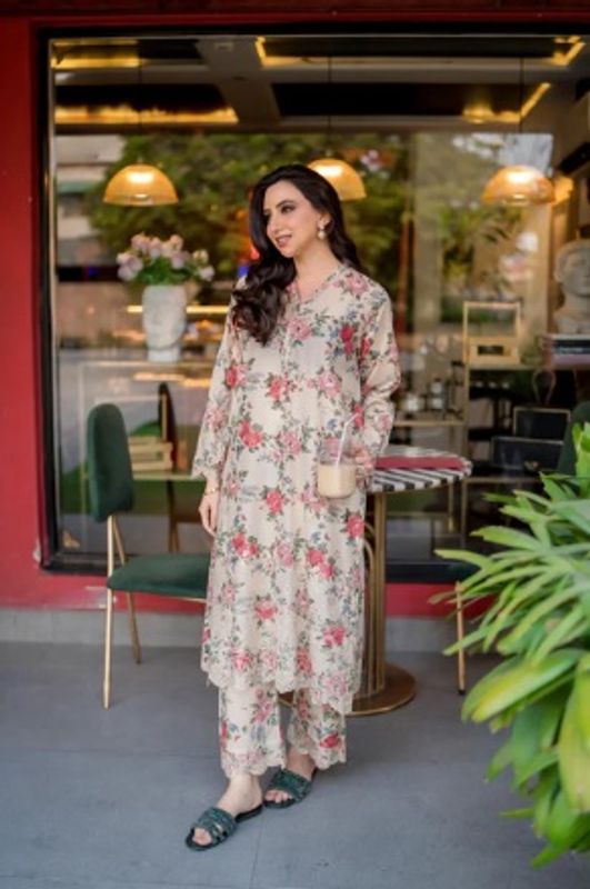 2 Piece Ready to wear Embroidered Shirt & Trouser | Lakhany- Multicolor - Image 1