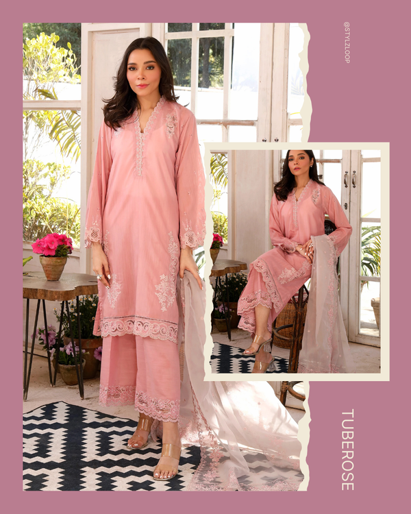3 Piece Ready to wear Raw Silk Embroidered | Lakhany-Pink (Imported form Pakistan) - Image 1