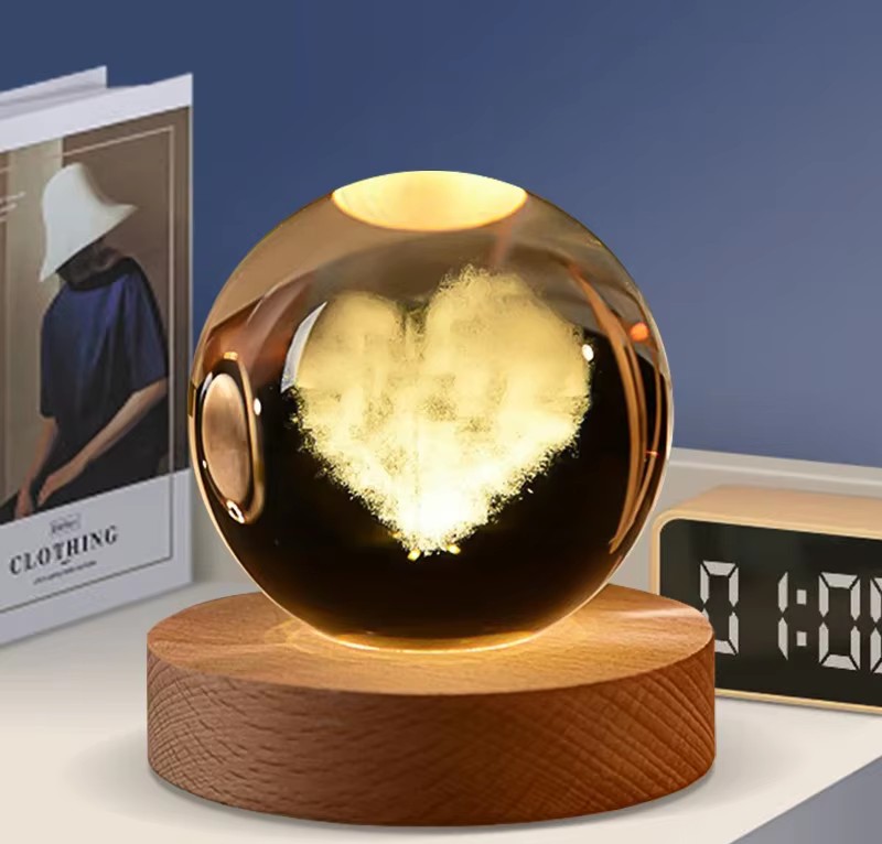 3D Crystal Ball – Cloud Love Shape with 7-Color LED Wooden Base_img_0