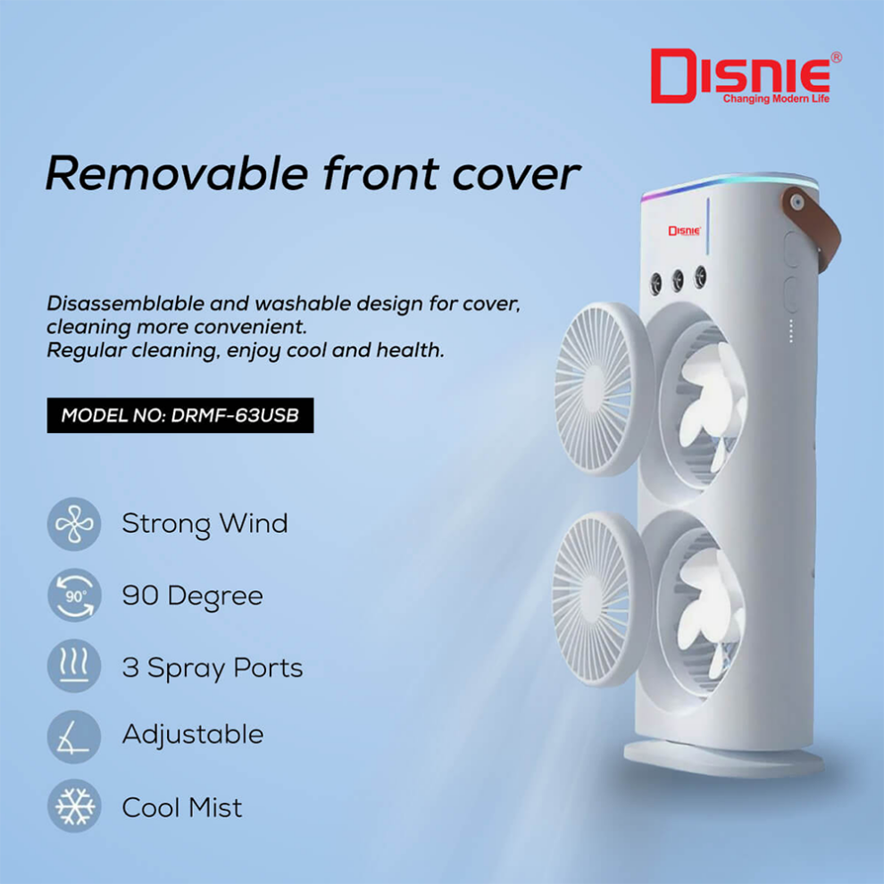 Rechargeable Remote Control Double Head Spray Cooling FAN_img_1